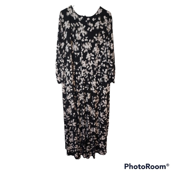 LANE BRYANT dark floral  maxi dress faux-wrap high low sz 26 28 - Picture 3 of 8